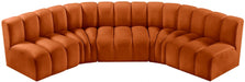 Meridian Furniture - Arc Velvet 5 Piece Sectional in Cognac - 103Cognac-S5A - GreatFurnitureDeal