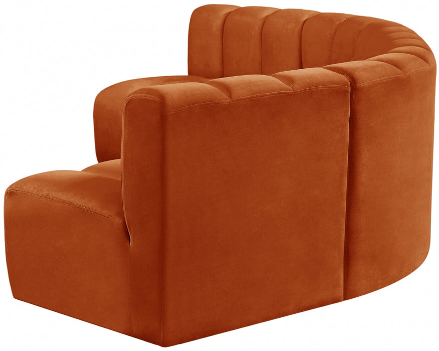 Meridian Furniture - Arc Velvet 5 Piece Sectional in Cognac - 103Cognac-S5A - GreatFurnitureDeal