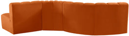 Meridian Furniture - Arc Velvet 5 Piece Sectional in Cognac - 103Cognac-S5B - GreatFurnitureDeal