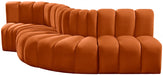 Meridian Furniture - Arc Velvet 5 Piece Sectional in Cognac - 103Cognac-S5B - GreatFurnitureDeal