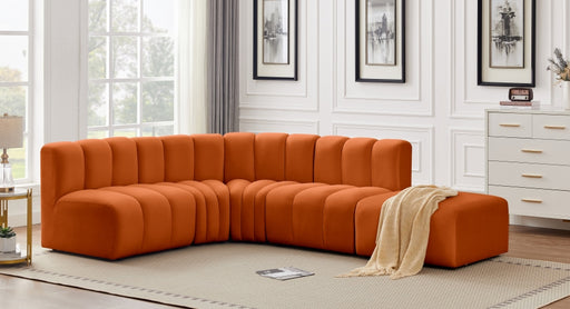 Meridian Furniture - Arc Velvet 5 Piece Sectional in Cognac - 103Cognac-S5C - GreatFurnitureDeal