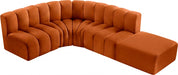 Meridian Furniture - Arc Velvet 5 Piece Sectional in Cognac - 103Cognac-S5C - GreatFurnitureDeal