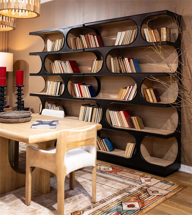 Bramble - Vannes Crescent Bookcase in Batavia Black w/ Sandbar Interior - 28494BBA-SNB---