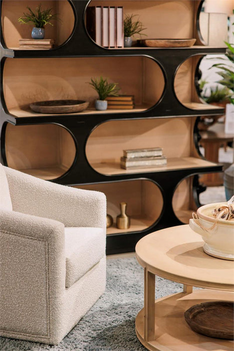 Bramble - Vannes Crescent Bookcase in Batavia Black w/ Sandbar Interior - 28494BBA-SNB---
