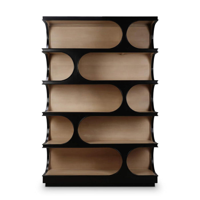 Bramble - Vannes Crescent Bookcase in Batavia Black w/ Sandbar Interior - 28494BBA-SNB---