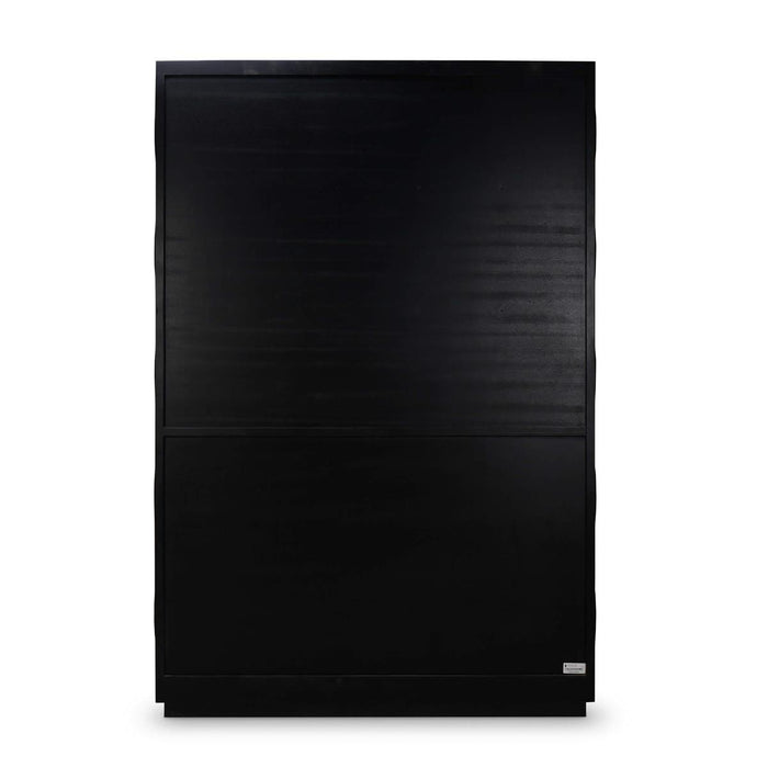 Bramble - Vannes Crescent Bookcase in Batavia Black w/ Sandbar Interior - 28494BBA-SNB---