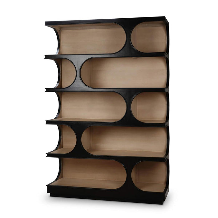 Bramble - Vannes Crescent Bookcase in Batavia Black w/ Sandbar Interior - 28494BBA-SNB---