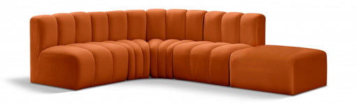 Meridian Furniture - Arc Velvet 5 Piece Sectional in Cognac - 103Cognac-S5C - GreatFurnitureDeal