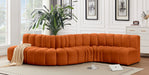 Meridian Furniture - Arc Velvet 6 Piece Sectional in Cognac - 103Cognac-S6A - GreatFurnitureDeal