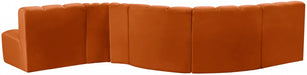 Meridian Furniture - Arc Velvet 6 Piece Sectional in Cognac - 103Cognac-S6A - GreatFurnitureDeal