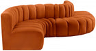 Meridian Furniture - Arc Velvet 6 Piece Sectional in Cognac - 103Cognac-S6A - GreatFurnitureDeal