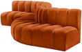 Meridian Furniture - Arc Velvet 6 Piece Sectional in Cognac - 103Cognac-S6A - GreatFurnitureDeal