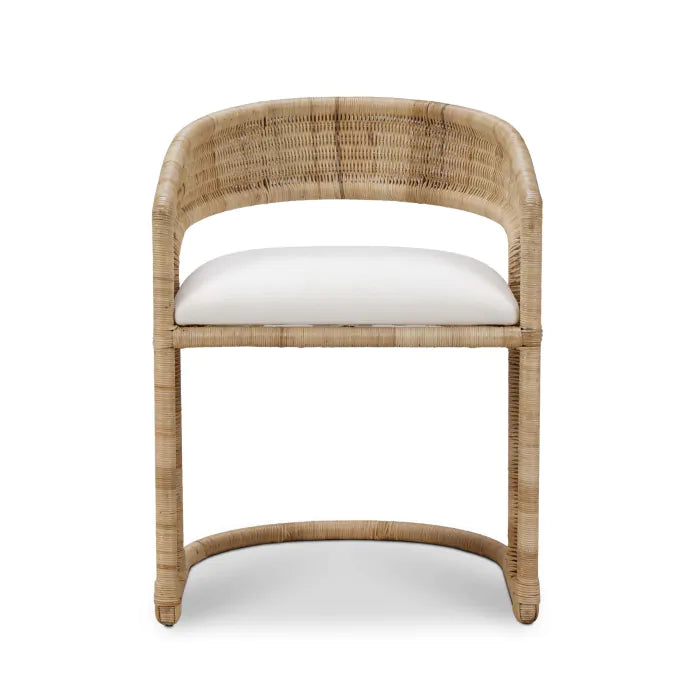 Bramble - Hampton Dining Chair in Rattan Natural w/ Arctic White Performance Fabric Cushion - 28495RNATSF204---- - GreatFurnitureDeal