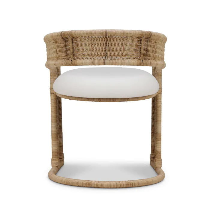 Bramble - Hampton Dining Chair in Rattan Natural w/ Arctic White Performance Fabric Cushion - 28495RNATSF204---- - GreatFurnitureDeal