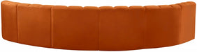 Meridian Furniture - Arc Velvet 6 Piece Sectional in Cognac - 103Cognac-S6B - GreatFurnitureDeal