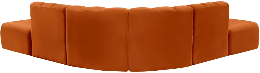 Meridian Furniture - Arc Velvet 6 Piece Sectional in Cognac - 103Cognac-S6C - GreatFurnitureDeal