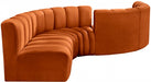 Meridian Furniture - Arc Velvet 6 Piece Sectional in Cognac - 103Cognac-S6D - GreatFurnitureDeal