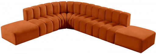 Meridian Furniture - Arc Velvet 7 Piece Sectional in Cognac - 103Cognac-S7A - GreatFurnitureDeal