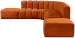 Meridian Furniture - Arc Velvet 7 Piece Sectional in Cognac - 103Cognac-S7A - GreatFurnitureDeal