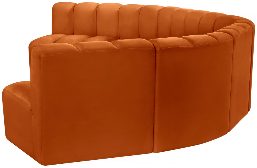 Meridian Furniture - Arc Velvet 7 Piece Sectional in Cognac - 103Cognac-S7B