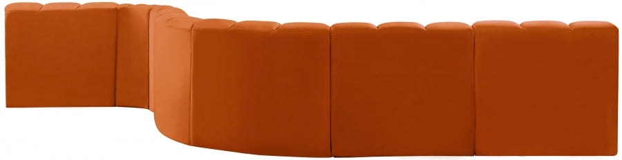 Meridian Furniture - Arc Velvet 7 Piece Sectional in Cognac - 103Cognac-S7C