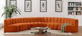 Meridian Furniture - Arc Velvet 8 Piece Sectional in Cognac - 103Cognac-S8B - GreatFurnitureDeal