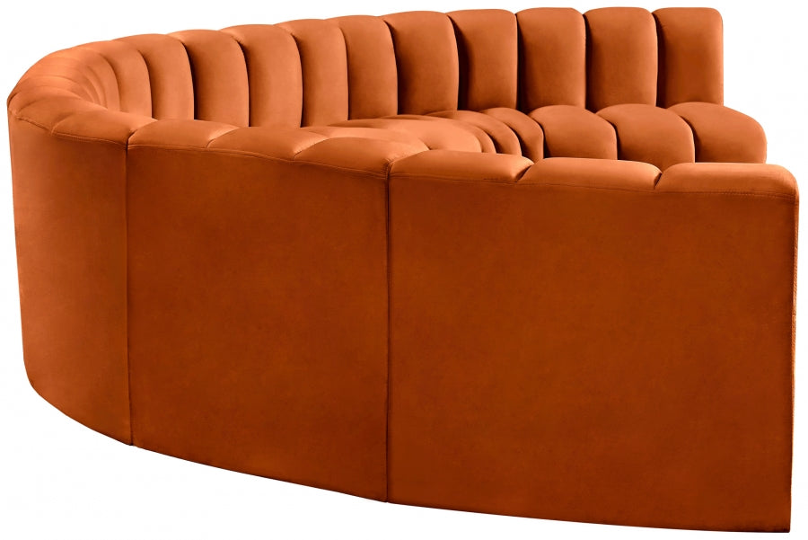 Meridian Furniture - Arc Velvet 8 Piece Sectional in Cognac - 103Cognac-S8B - GreatFurnitureDeal