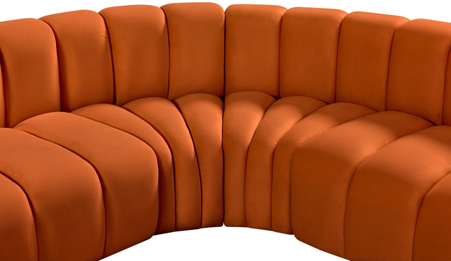 Meridian Furniture - Arc Velvet 8 Piece Sectional in Cognac - 103Cognac-S8B - GreatFurnitureDeal