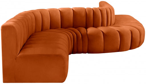 Meridian Furniture - Arc Velvet 8 Piece Sectional in Cognac - 103Cognac-S8C - GreatFurnitureDeal