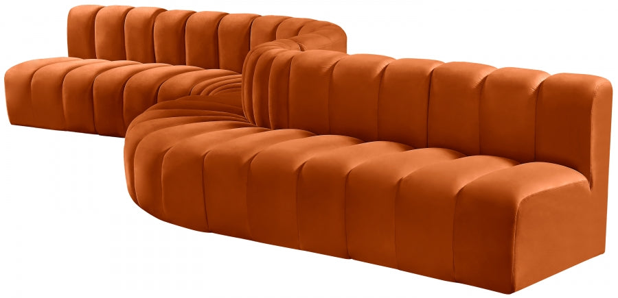 Meridian Furniture - Arc Velvet 8 Piece Sectional in Cognac - 103Cognac-S8C - GreatFurnitureDeal