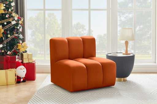 Meridian Furniture - Arc Velvet Modular Chair in Cognac - 103Cognac-ST - GreatFurnitureDeal