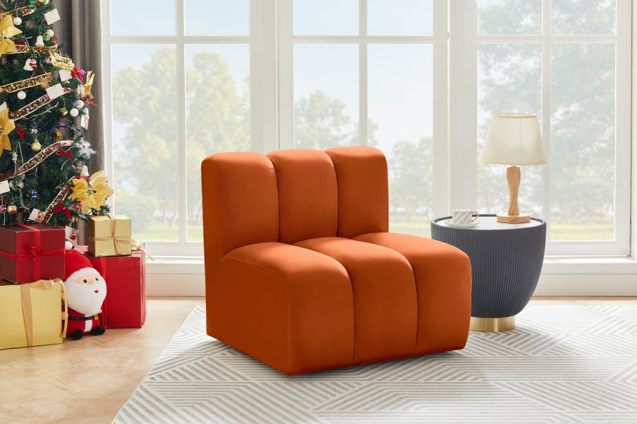 Meridian Furniture - Arc Velvet Modular Chair in Cognac - 103Cognac-ST - GreatFurnitureDeal