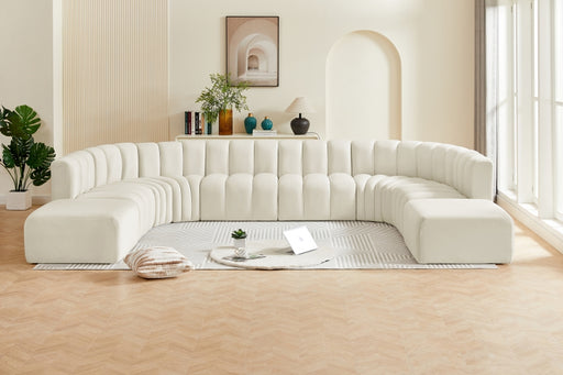 Meridian Furniture - Arc Leather 10 Piece Modular Sectional in Cream - 103Cream-S10A - GreatFurnitureDeal