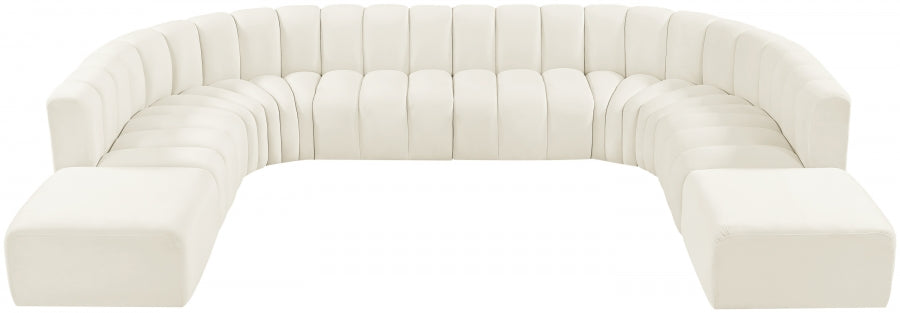 Meridian Furniture - Arc Leather 10 Piece Modular Sectional in Cream - 103Cream-S10A - GreatFurnitureDeal