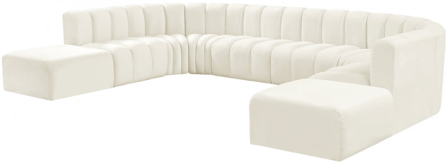 Meridian Furniture - Arc Leather 10 Piece Modular Sectional in Cream - 103Cream-S10A - GreatFurnitureDeal