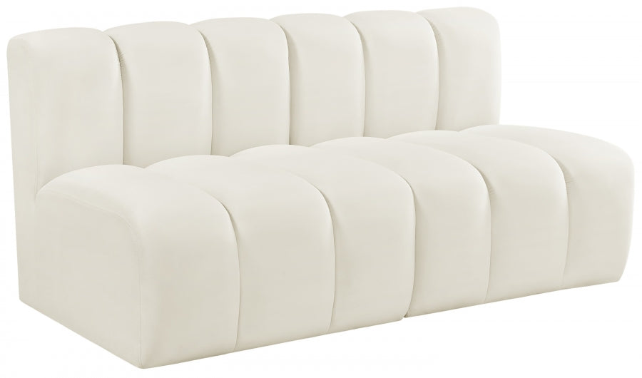 Meridian Furniture - Arc Velvet Modular Sofa in Cream - 103Cream-S2A - GreatFurnitureDeal