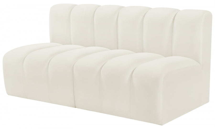 Meridian Furniture - Arc Velvet Modular Sofa in Cream - 103Cream-S2A - GreatFurnitureDeal