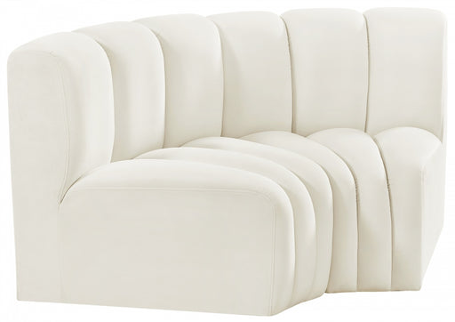 Meridian Furniture - Arc Velvet Modular Sofa in Cream - 103Cream-S2B - GreatFurnitureDeal