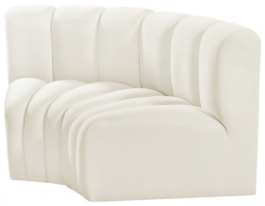 Meridian Furniture - Arc Velvet Modular Sofa in Cream - 103Cream-S2B - GreatFurnitureDeal