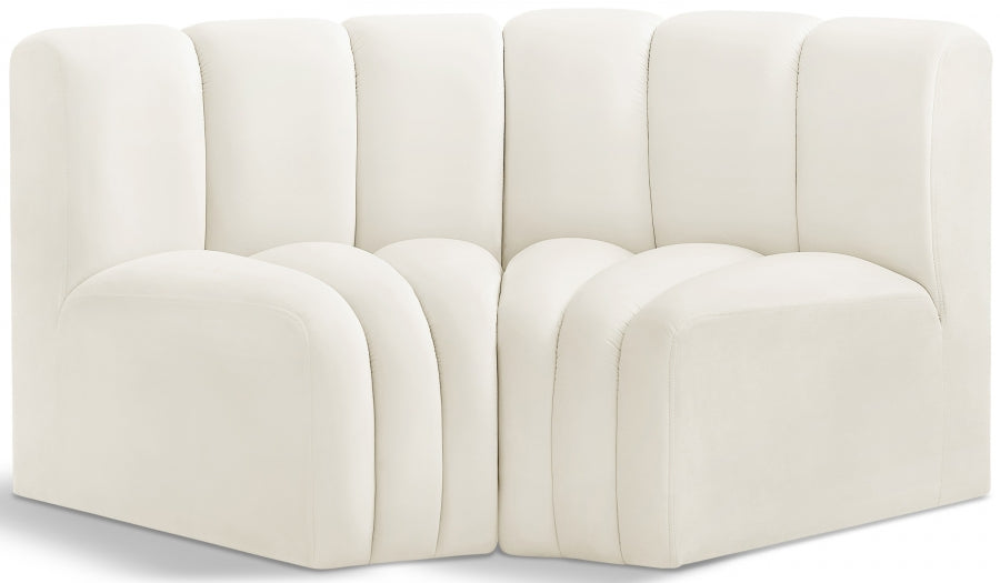 Meridian Furniture - Arc Velvet Modular Sofa in Cream - 103Cream-S2B - GreatFurnitureDeal