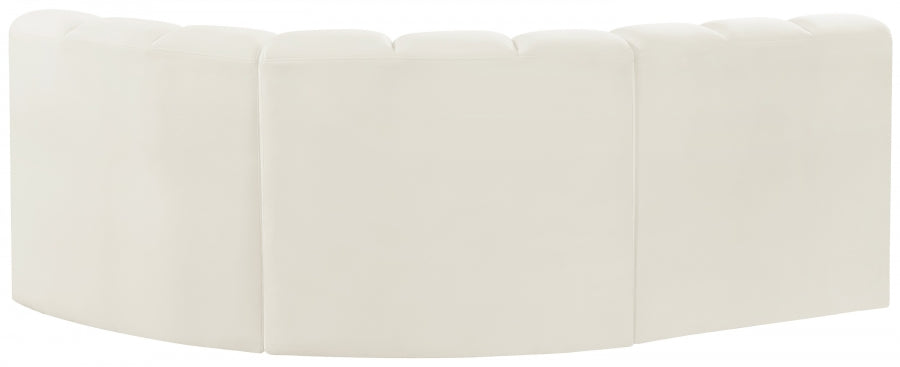 Meridian Furniture - Arc Velvet Modular Sofa in Cream - 103Cream-S3A - GreatFurnitureDeal