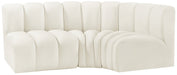 Meridian Furniture - Arc Velvet Modular Sofa in Cream - 103Cream-S3A - GreatFurnitureDeal