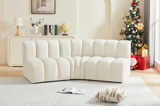 Meridian Furniture - Arc Velvet Modular Sofa in Cream - 103Cream-S3B - GreatFurnitureDeal