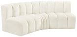 Meridian Furniture - Arc Velvet Modular Sofa in Cream - 103Cream-S3B - GreatFurnitureDeal