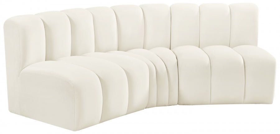 Meridian Furniture - Arc Velvet Modular Sofa in Cream - 103Cream-S3B - GreatFurnitureDeal