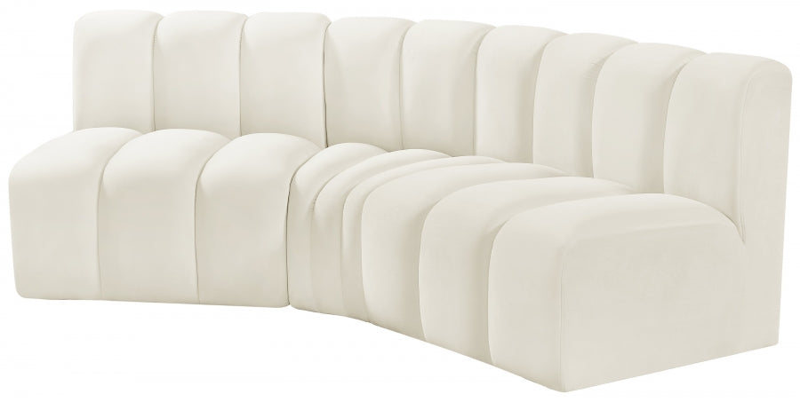 Meridian Furniture - Arc Velvet Modular Sofa in Cream - 103Cream-S3B - GreatFurnitureDeal