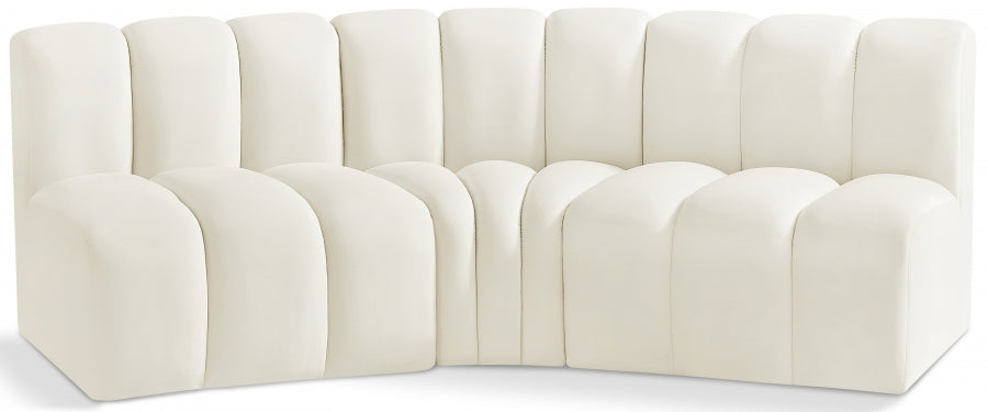 Meridian Furniture - Arc Velvet Modular Sofa in Cream - 103Cream-S3B - GreatFurnitureDeal