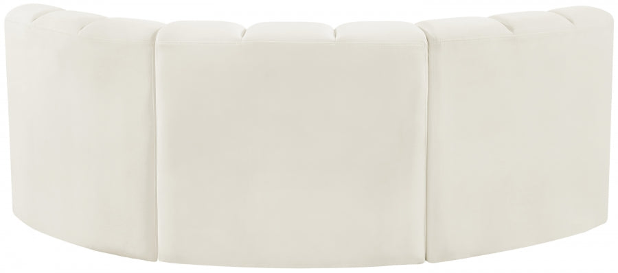 Meridian Furniture - Arc Velvet Modular Sofa in Cream - 103Cream-S3C - GreatFurnitureDeal