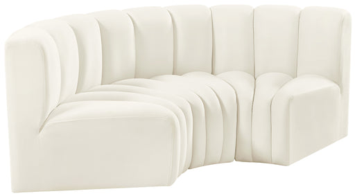 Meridian Furniture - Arc Velvet Modular Sofa in Cream - 103Cream-S3C - GreatFurnitureDeal