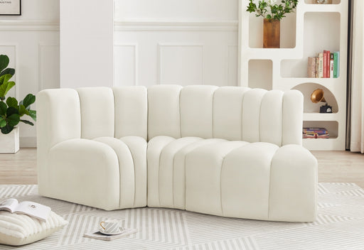 Meridian Furniture - Arc Velvet Modular Sofa in Cream - 103Cream-S3D - GreatFurnitureDeal